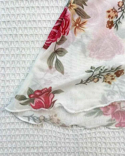 Nuisette Courte Florale en Tissu Léger