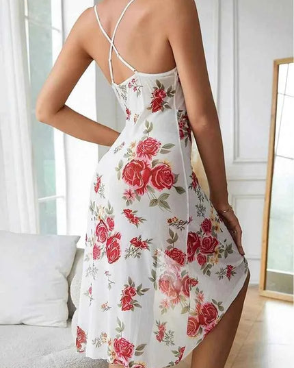 Nuisette Courte Florale en Tissu Léger