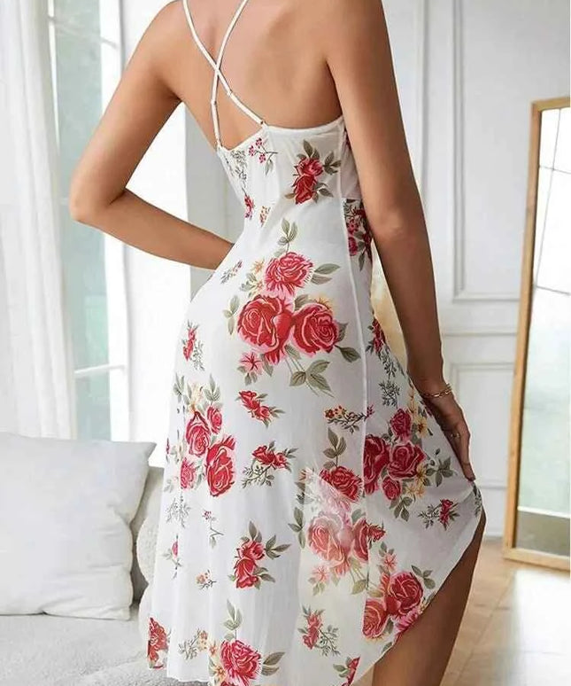 Nuisette Courte Florale en Tissu Léger
