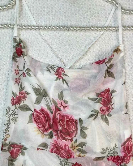 Nuisette Courte Florale en Tissu Léger