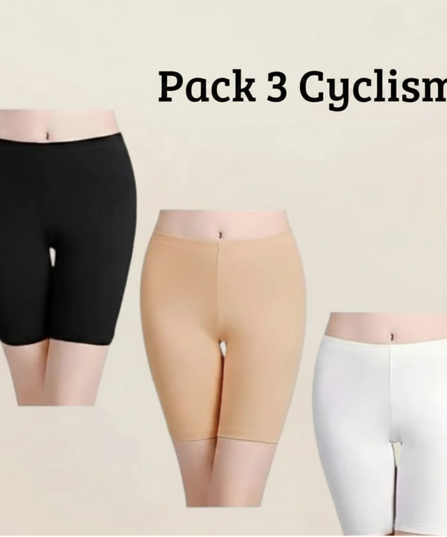 Pack de 3 Shorts Cyclisme en Coton
