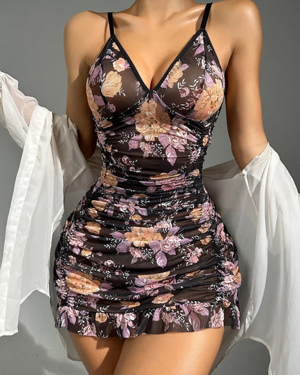 Robe fleurie noir