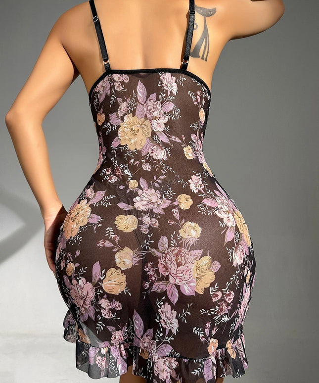 Robe fleurie noir